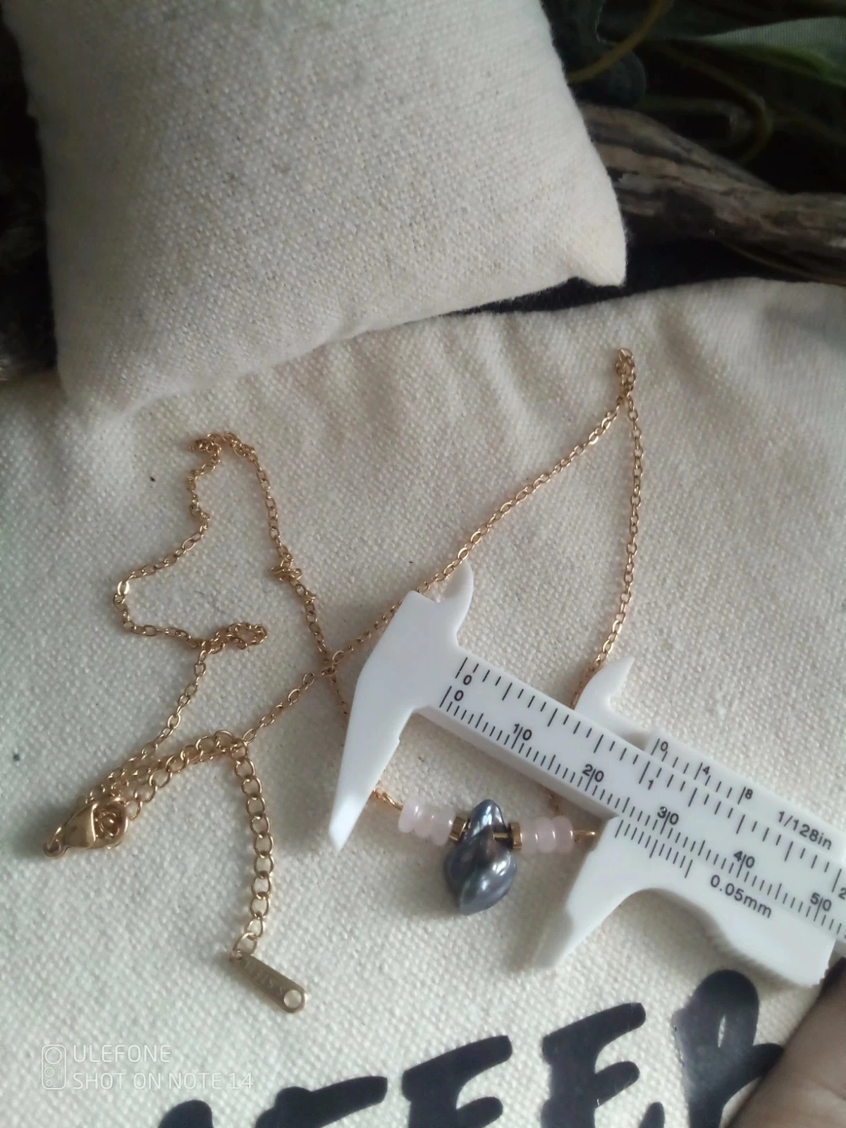 Collier perle de culture d'eau douce et quartz rose – photo 3